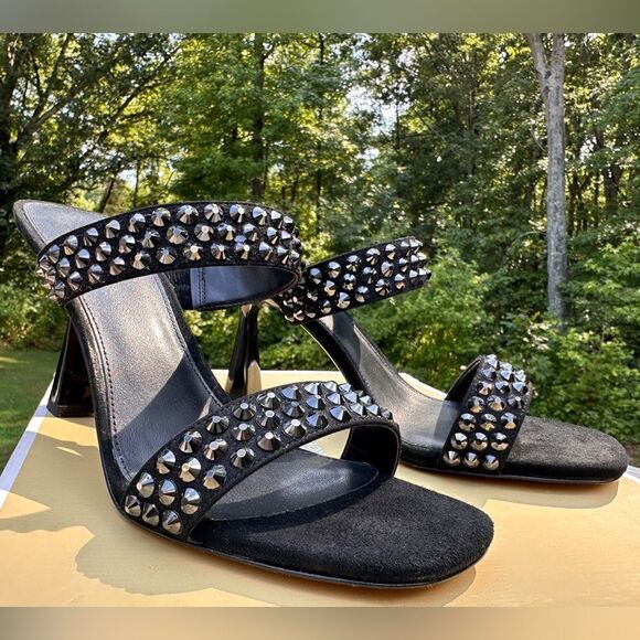 Michael Kors Clara Black Studded Heeled Sandals – Glamorous & Chic - Picture 14 of 17
